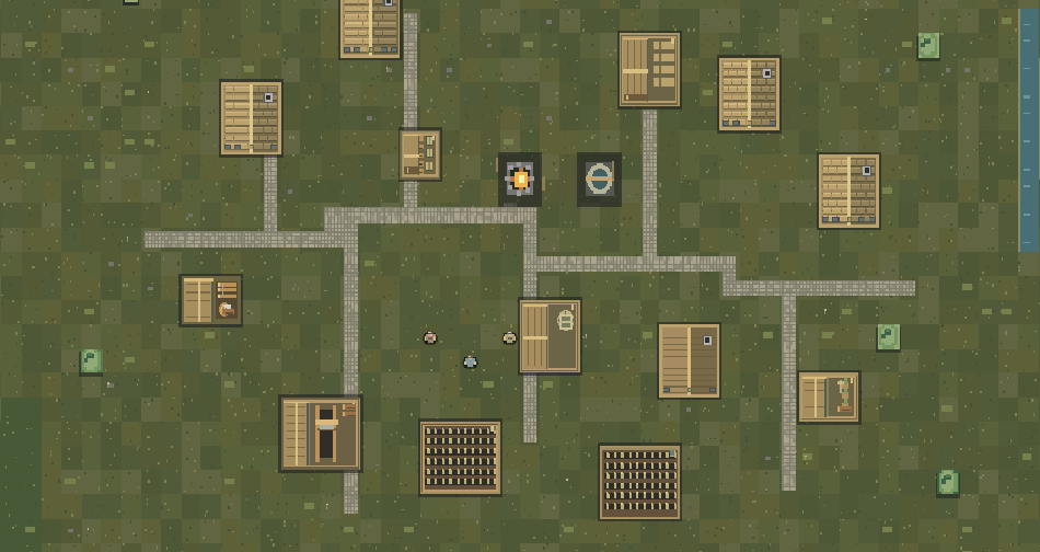 A Serftown settlement in spring, seen from above